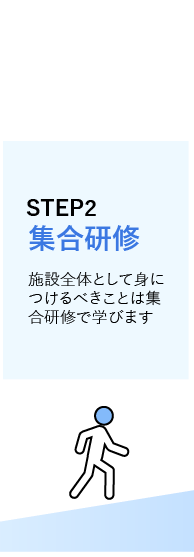 STEP2集合研修施設全体として身につけるべきことは集合研修で学びます!