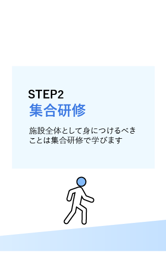 STEP2集合研修施設全体として身につけるべきことは集合研修で学びます!